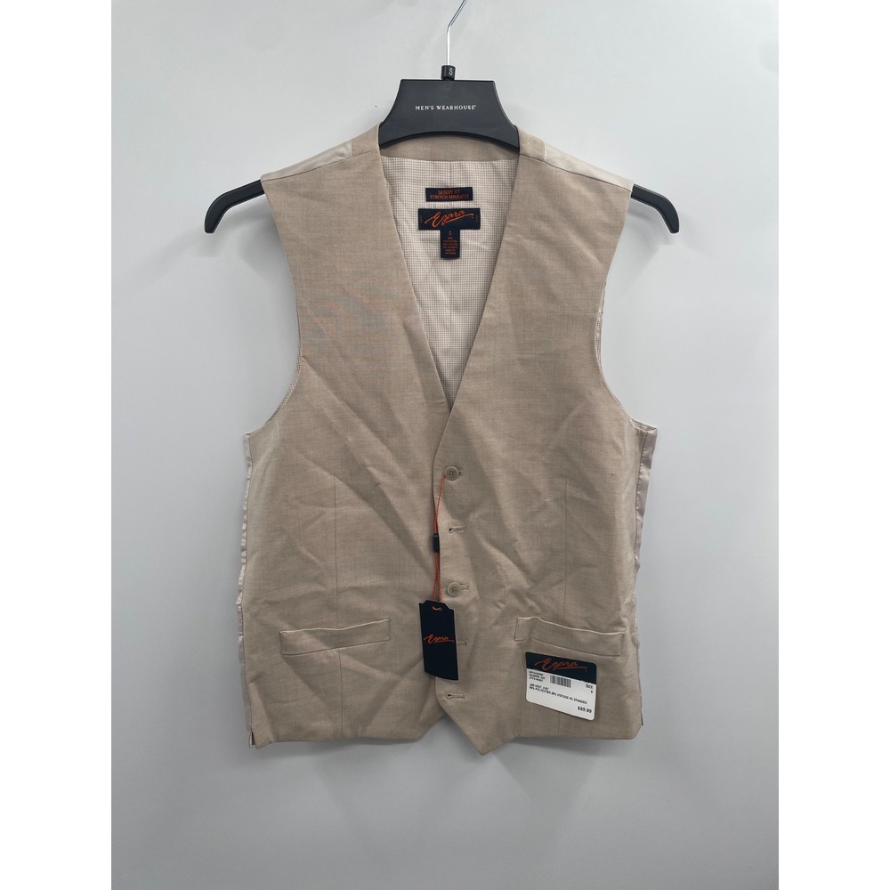 Egara Skinny Fit Waistcoat‎ Mens S Beige Stretch Separates Sleeveless Formal NWT